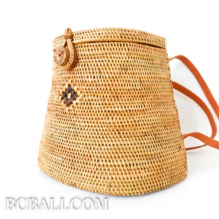 hand woven ata grass bags backpack double handle long leather